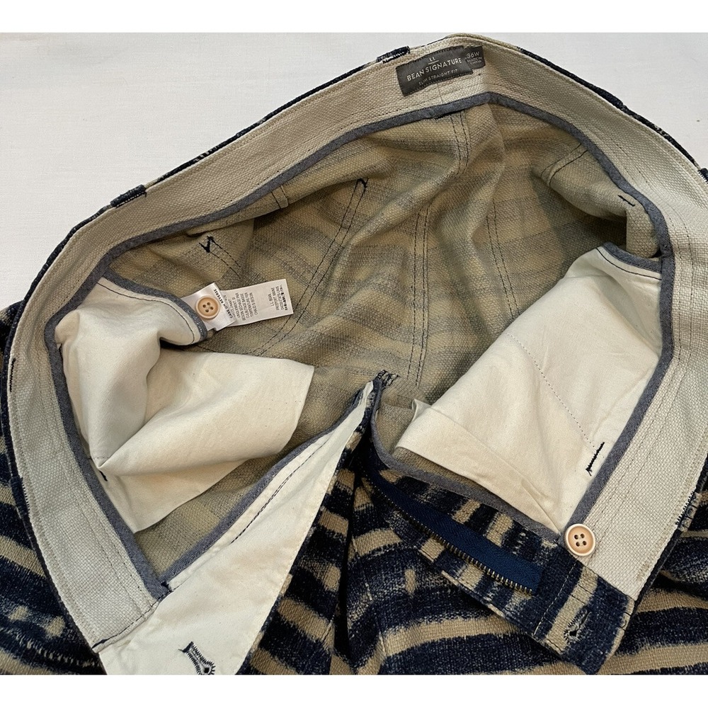 LL Bean Shorts Men 36 Blue Indigo Dye Stripes‎ Slim Straight Thick Heavy Canvas - Picture 5 of 7